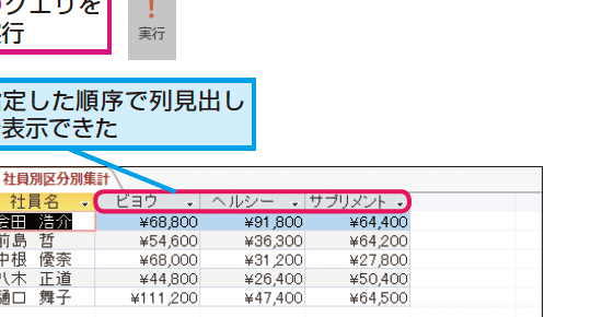 Accessのクロス集計クエリで見出しのデータを絞り込む方法