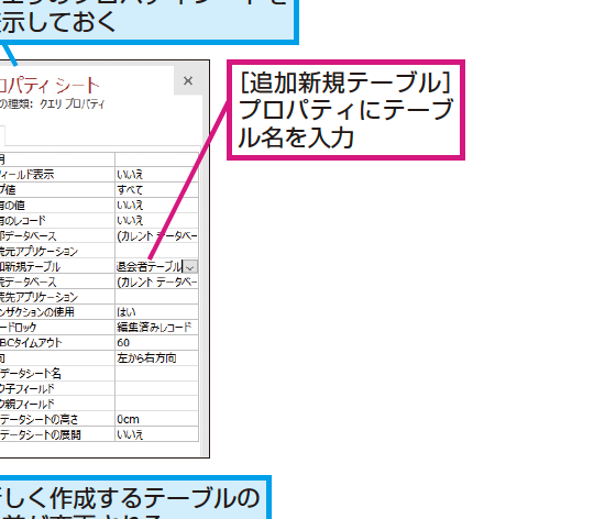 Accessのテーブル作成クエリで作成したテーブルの設定がおかしいときの対処方法と名前の変更方法