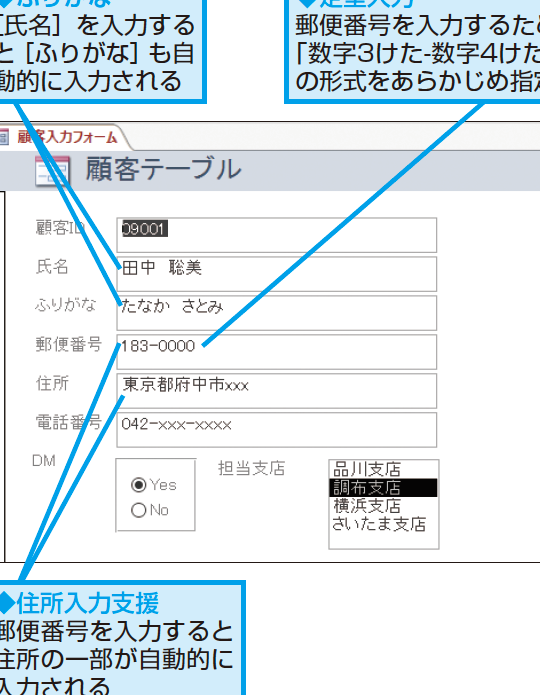 Accessのフォームでデータを効率よく入力する方法